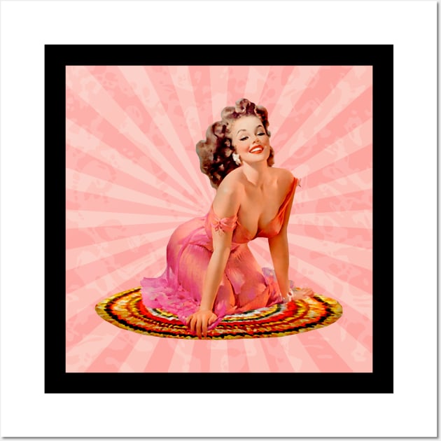 Retro Pink Pin Up Girl Wall Art by DesignIndex